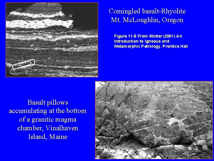 Comingled basalt-Rhyolite Mt. Mc. Loughlin, Oregon Figure 11 -8 From Winter (2001) An Introduction