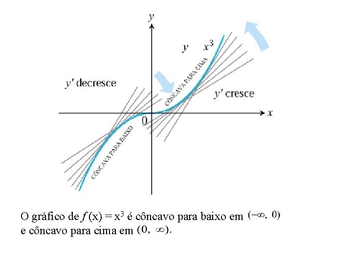 O gráfico de f (x) = x 3 é côncavo para baixo em e