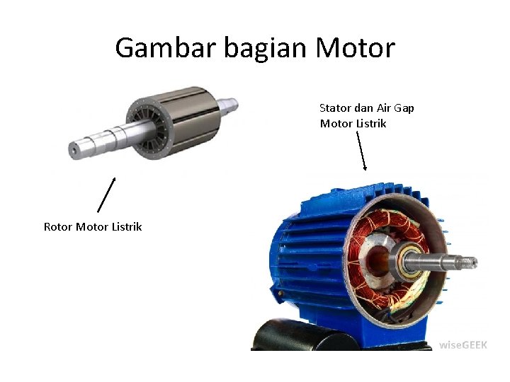 Gambar bagian Motor Stator dan Air Gap Motor Listrik Rotor Motor Listrik 