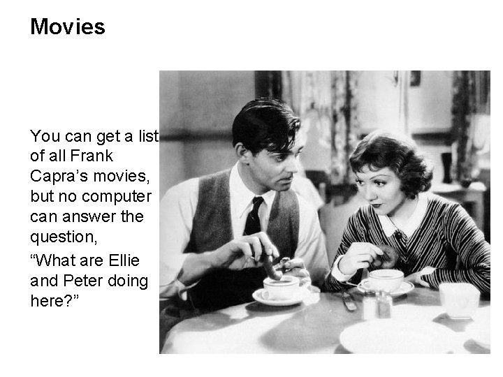 Movies You can get a list of all Frank Capra’s movies, but no computer