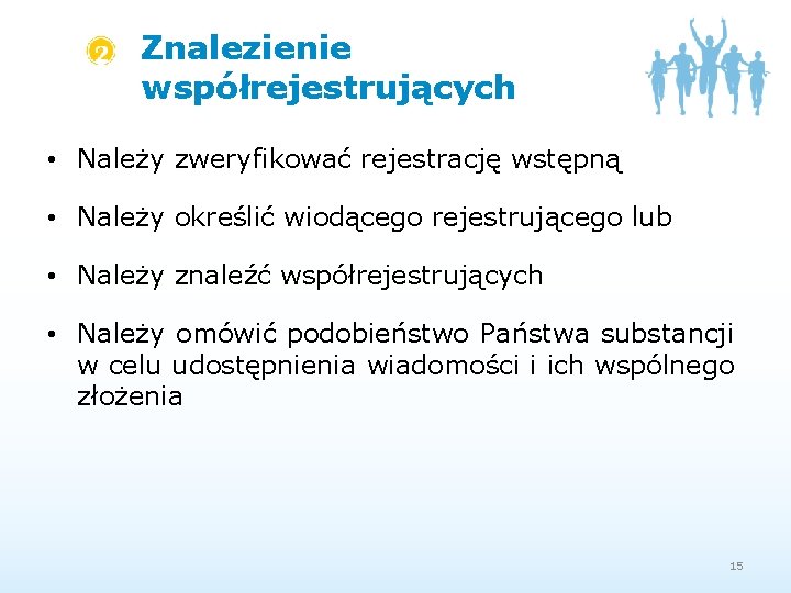 Znalezienie współrejestrujących • Należy zweryfikować rejestrację wstępną • Należy określić wiodącego rejestrującego lub •