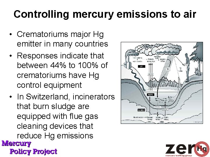 Controlling mercury emissions to air • Crematoriums major Hg emitter in many countries •