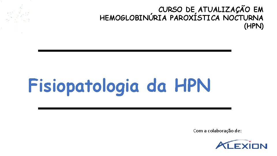 CURSO DE ATUALIZAÇÃO EM HEMOGLOBINÚRIA PAROXÍSTICA NOCTURNA (HPN) Fisiopatologia da HPN Com a colaboração