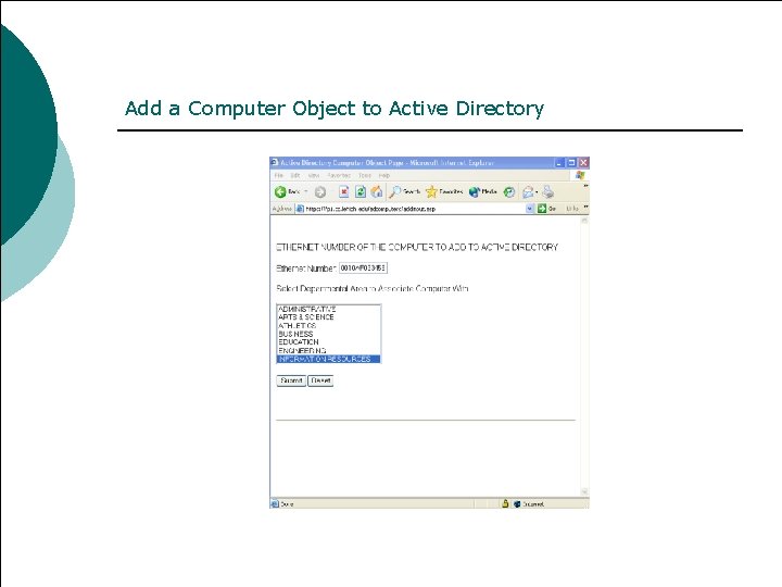 Add a Computer Object to Active Directory 