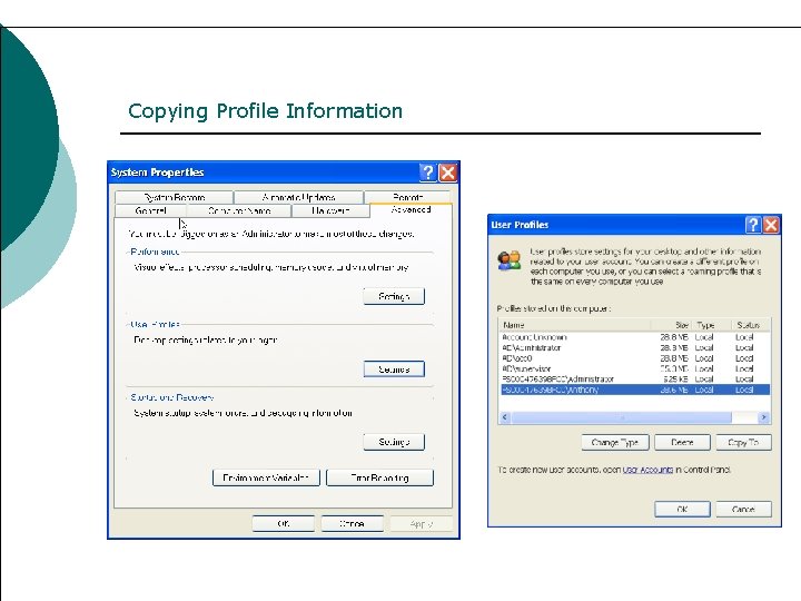 Copying Profile Information 