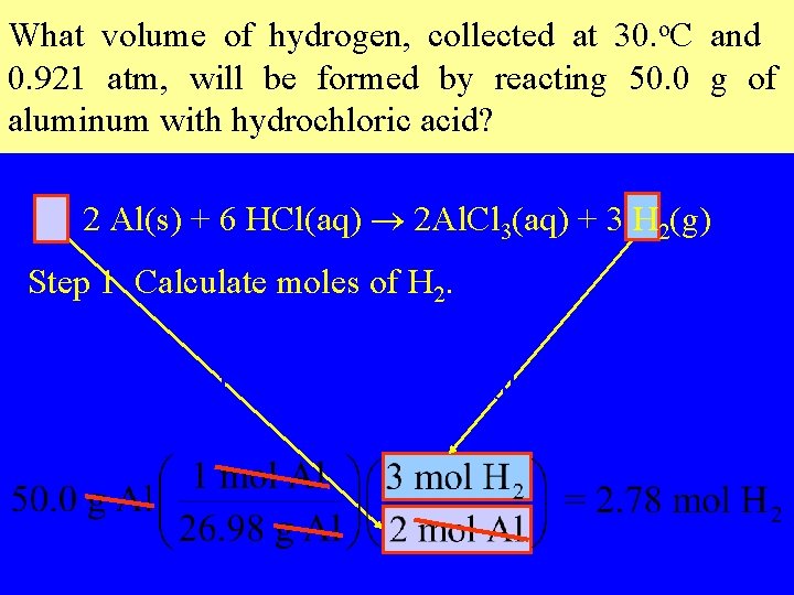 What volume of hydrogen, collected at 30. o. C and 0. 921 atm, will