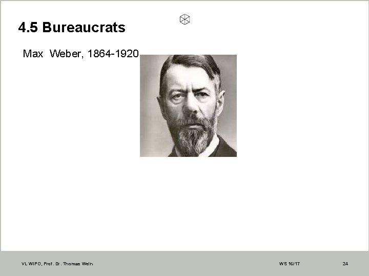 4. 5 Bureaucrats Max Weber, 1864 -1920 VL WIPO, Prof. Dr. Thomas Wein WS