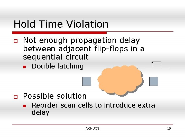 Hold Time Violation o Not enough propagation delay between adjacent flip-flops in a sequential