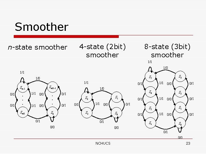 Smoother 4 -state (2 bit) smoother n-state smoother 8 -state (3 bit) smoother 1/1