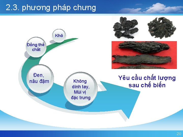 2. 3. phương pháp chưng Khô Đồng thể chất Đen, nâu đậm Không dính