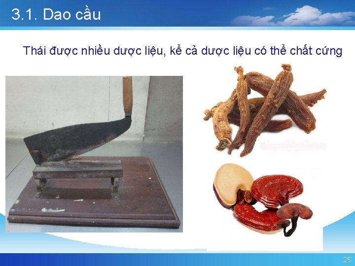 3. 1. Dao cầu Thái được nhiều dược liệu, kể cả dược liệu có