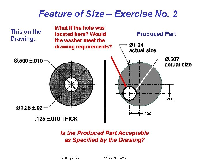 Feature of Size – Exercise No. 2 This on the Drawing: What if the