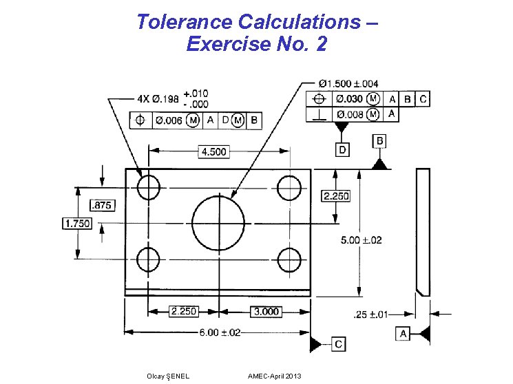 Tolerance Calculations – Exercise No. 2 Olcay ŞENEL AMEC-April 2013 