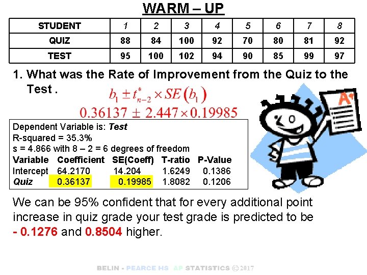 WARM – UP STUDENT 1 2 3 4 5 6 7 8 QUIZ 88