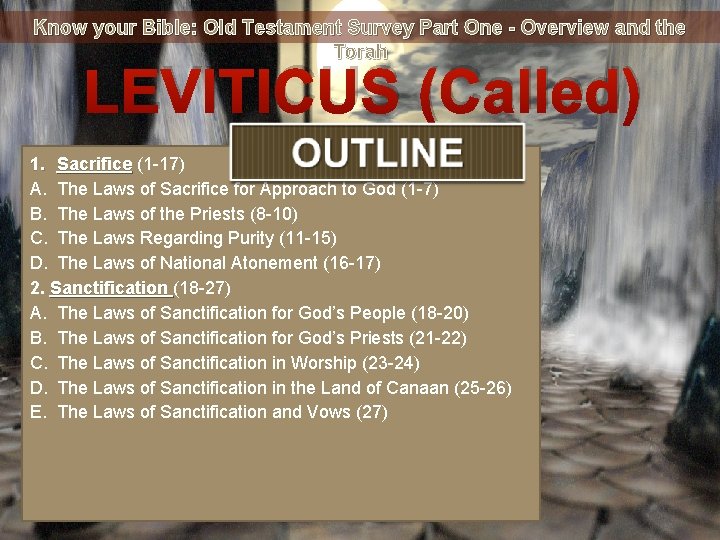 Know your Bible: Old Testament Survey Part One - Overview and the Torah LEVITICUS