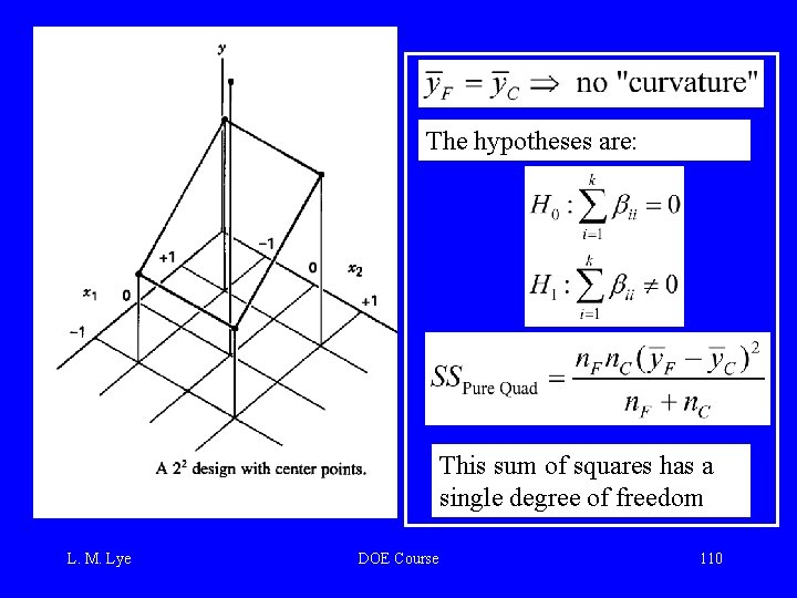 The hypotheses are: This sum of squares has a single degree of freedom L.