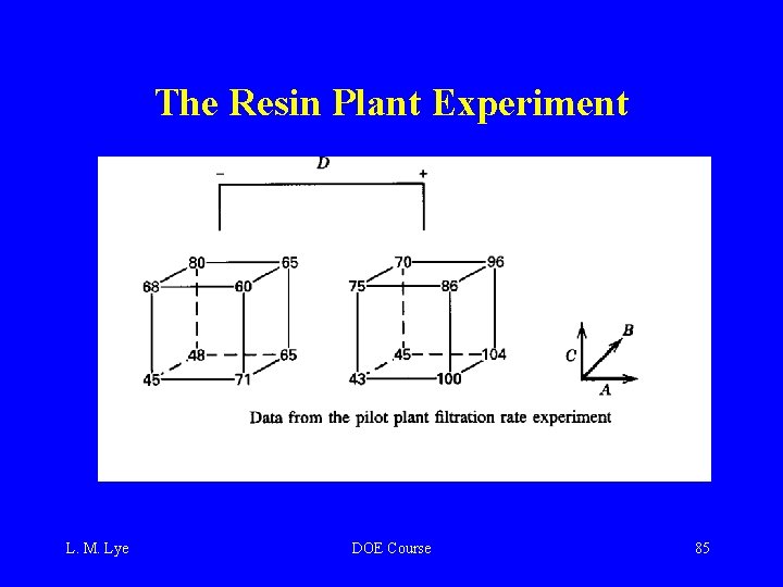 The Resin Plant Experiment L. M. Lye DOE Course 85 