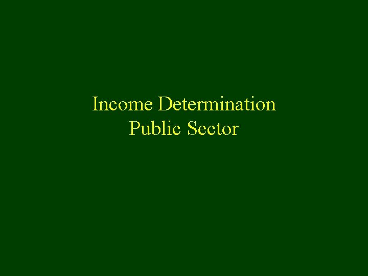 Income Determination Public Sector 