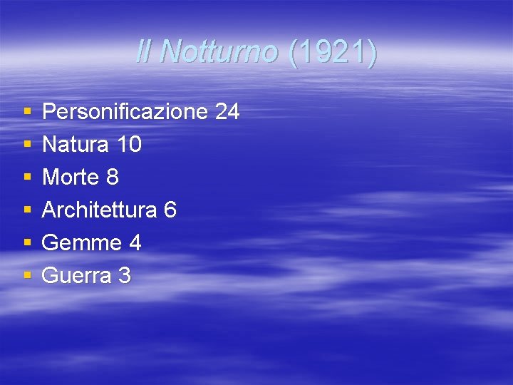 Il Notturno (1921) § § § Personificazione 24 Natura 10 Morte 8 Architettura 6