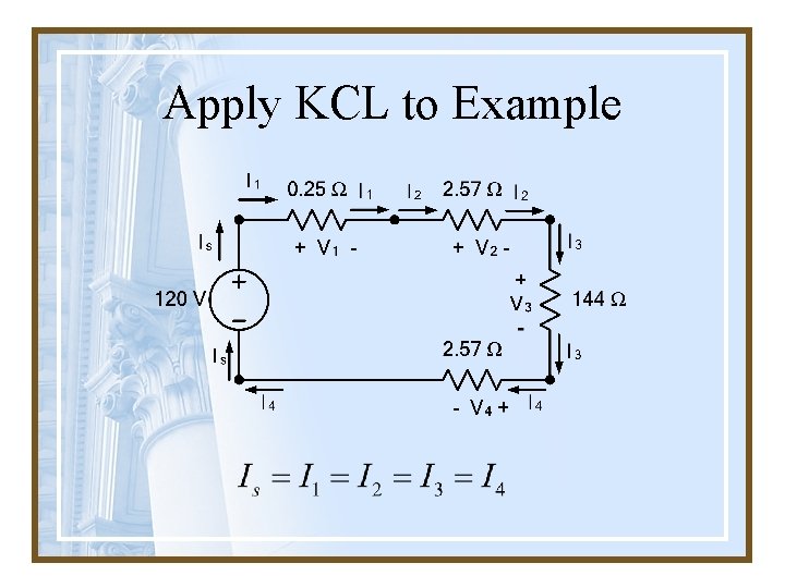 Apply KCL to Example 
