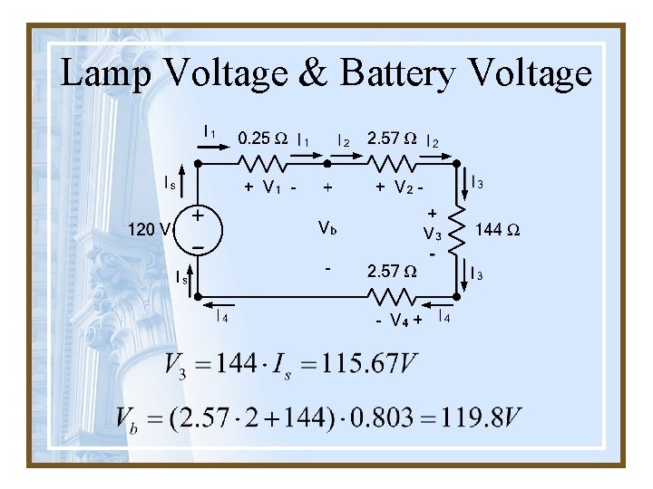 Lamp Voltage & Battery Voltage 