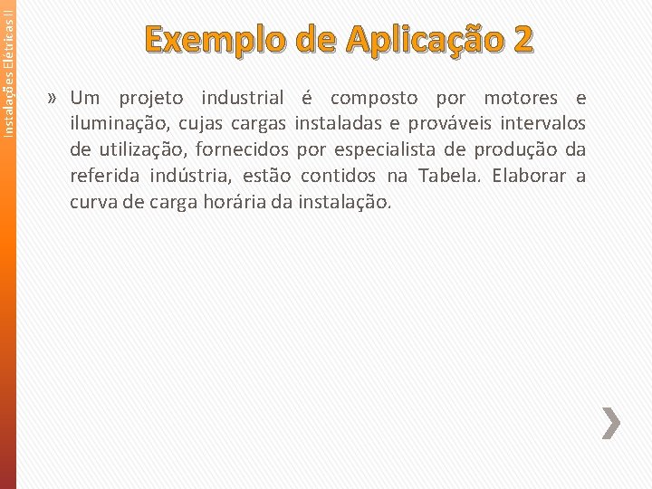 Instalações Elétricas II Exemplo de Aplicação 2 » Um projeto industrial é composto por