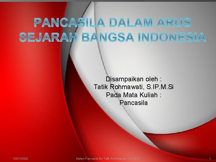 Disampaikan oleh : Tatik Rohmawati, S. IP. M. Si Pada Mata Kuliah : Pancasila