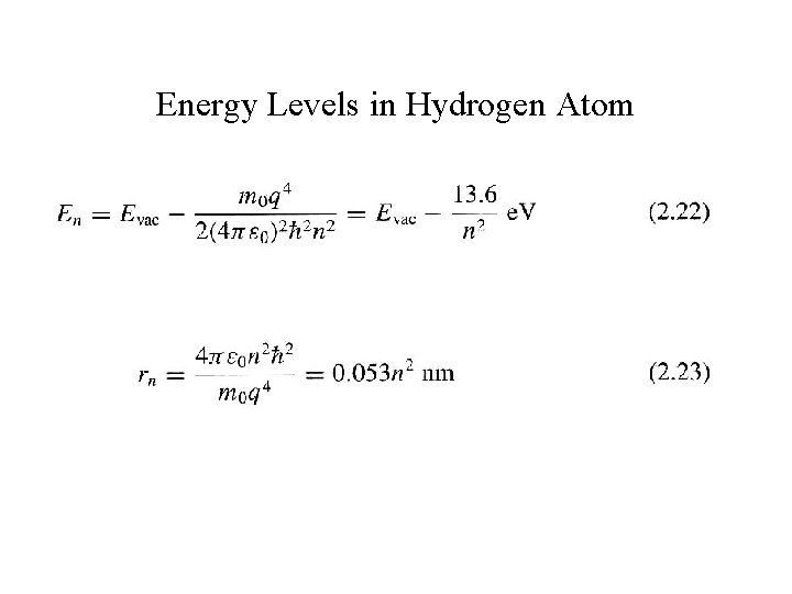 Energy Levels in Hydrogen Atom 