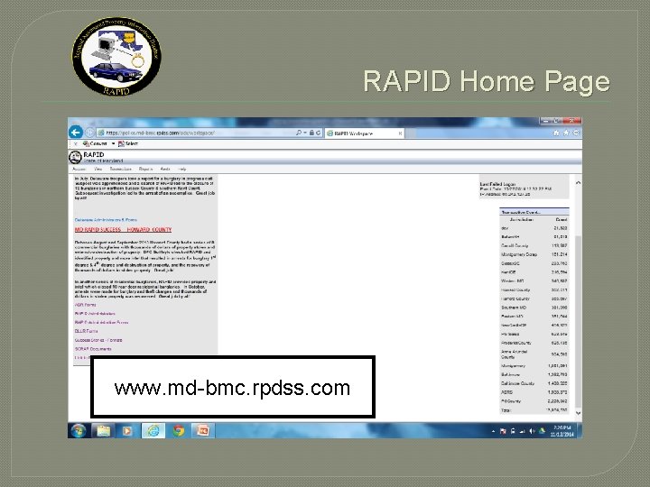 RAPID Home Page www. md-bmc. rpdss. com RAPID Home Page www. md-bmc. rpdss. com
