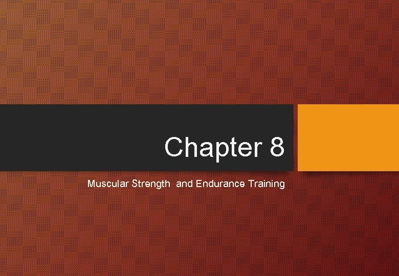 Chapter 8 Muscular Strength and Endurance Training 