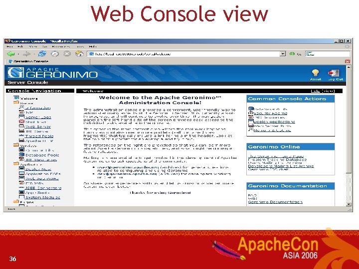 Web Console view 36 