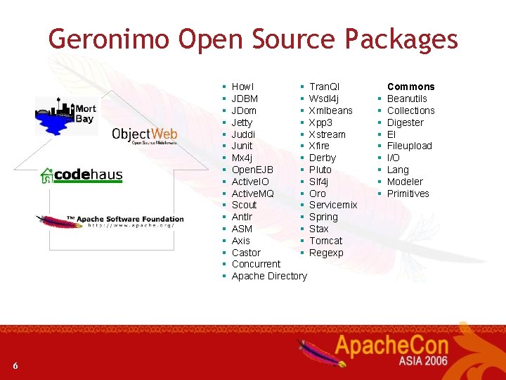 Geronimo Open Source Packages § § § § § 6 Howl § Tran. Ql