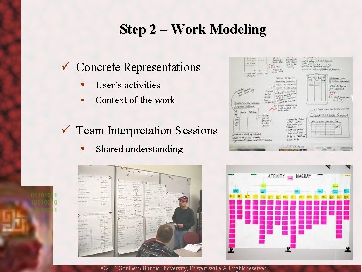 Step 2 – Work Modeling ü Concrete Representations • User’s activities • Context of