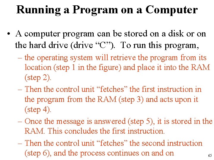 Running a Program on a Computer • A computer program can be stored on