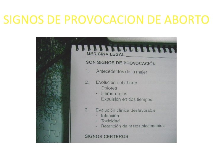 SIGNOS DE PROVOCACION DE ABORTO 