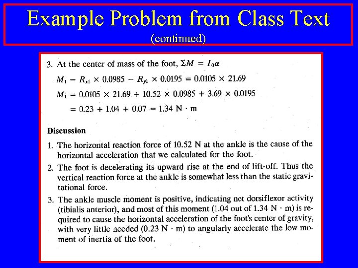 Example Problem from Class Text (continued) 