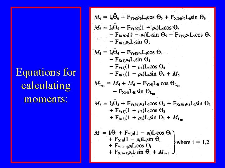 Equations for calculating moments: 