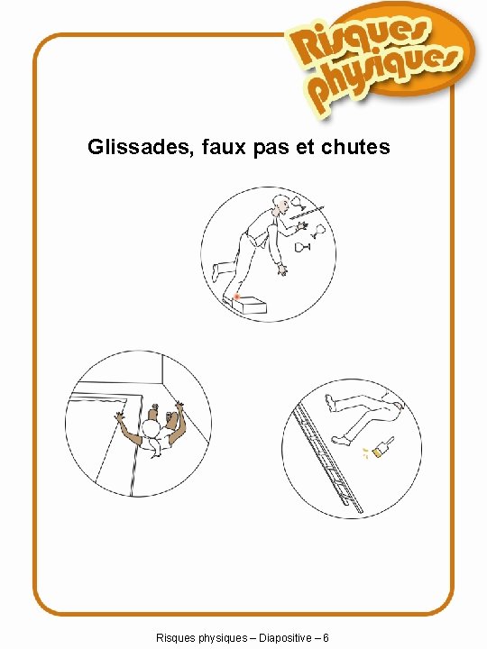 Glissades, faux pas et chutes Risques physiques – Diapositive – 6 