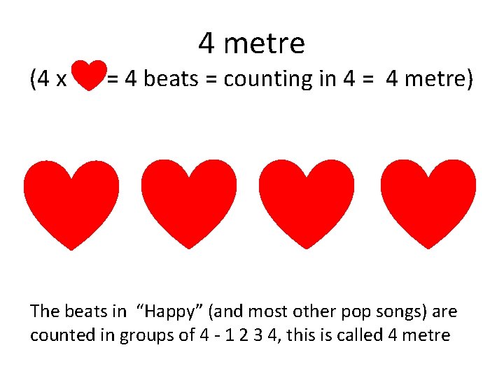 (4 x 4 metre = 4 beats = counting in 4 = 4 metre)