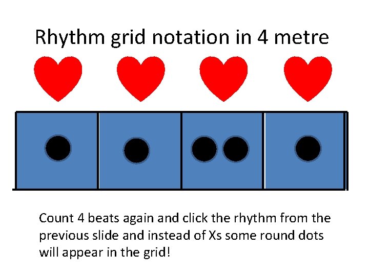 Rhythm grid notation in 4 metre Count 4 beats again and click the rhythm