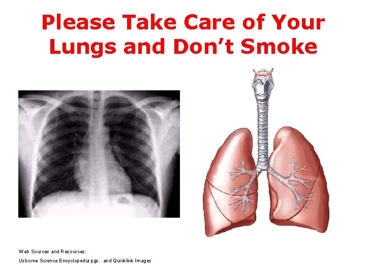 Please Take Care of Your Lungs and Don’t Smoke Web Sources and Resources: Usborne