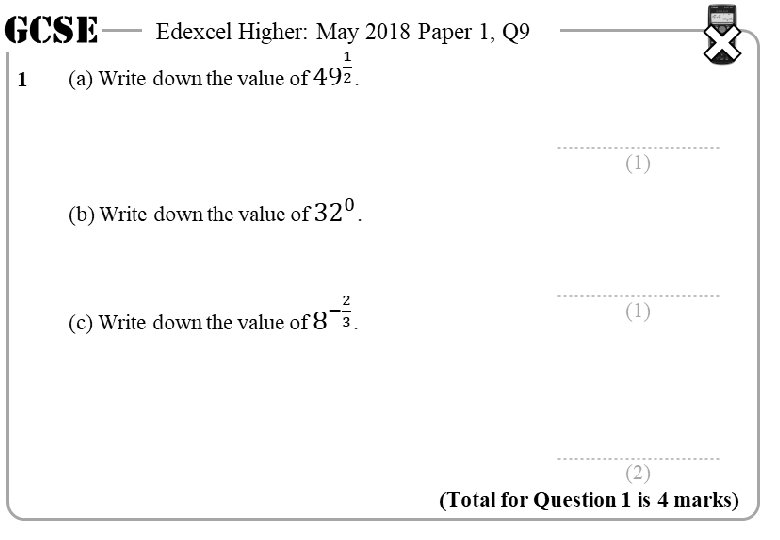 GCSE 1 Edexcel Higher: May 2018 Paper 1, Q 9 (1) (2) (Total for