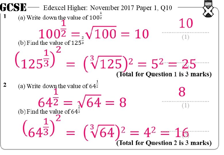 GCSE 1 (1) 2 Edexcel Higher: November 2017 Paper 1, Q 10 (2) (Total