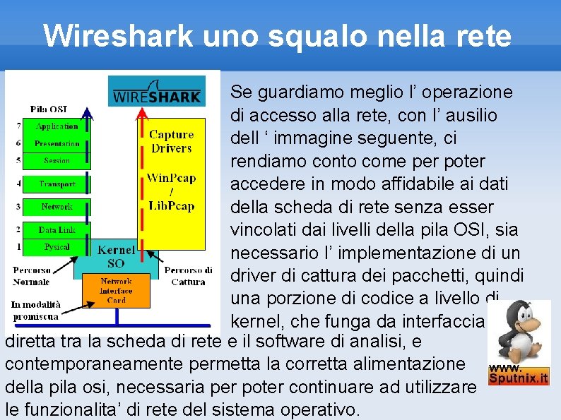 Wireshark uno squalo nella rete Se guardiamo meglio l’ operazione di accesso alla rete,