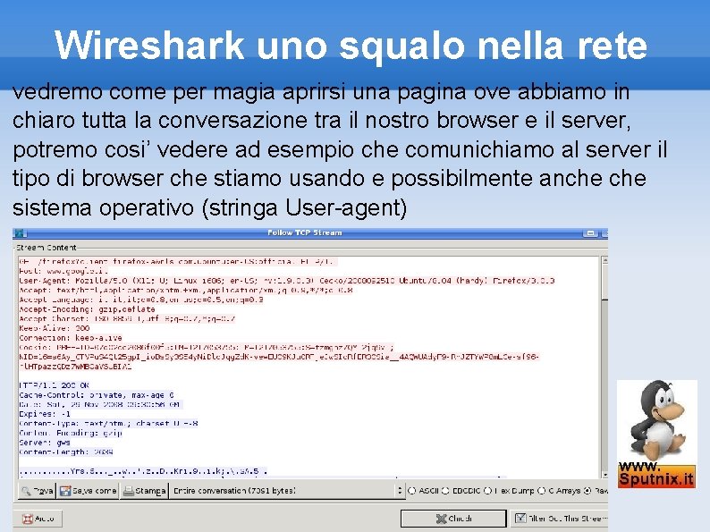 Wireshark uno squalo nella rete vedremo come per magia aprirsi una pagina ove abbiamo
