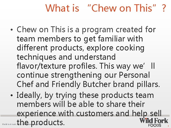 What is “Chew on This”? • Chew on This is a program created for