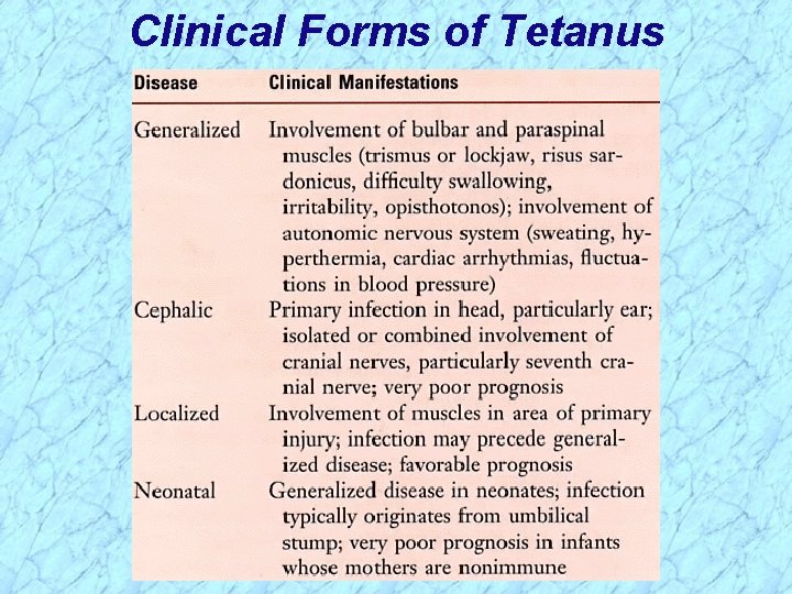 Clinical Forms of Tetanus 