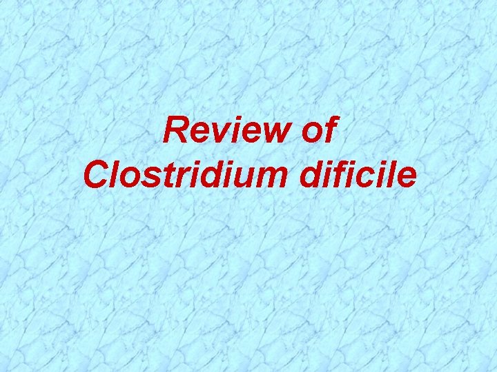 Review of Clostridium dificile 