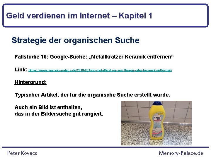 Geld verdienen im Internet – Kapitel 1 Strategie der organischen Suche Fallstudie 10: Google-Suche: