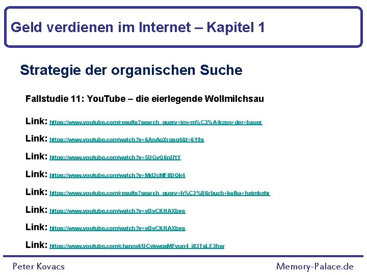 Geld verdienen im Internet – Kapitel 1 Strategie der organischen Suche Fallstudie 11: You.